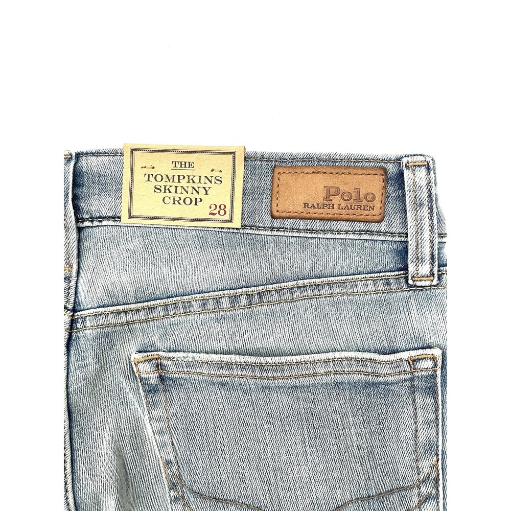 NWT Polo Ralph Lauren The Tompkins Skinny Crop Distressed Jeans 28 Light Wash - Picture 8 of 13